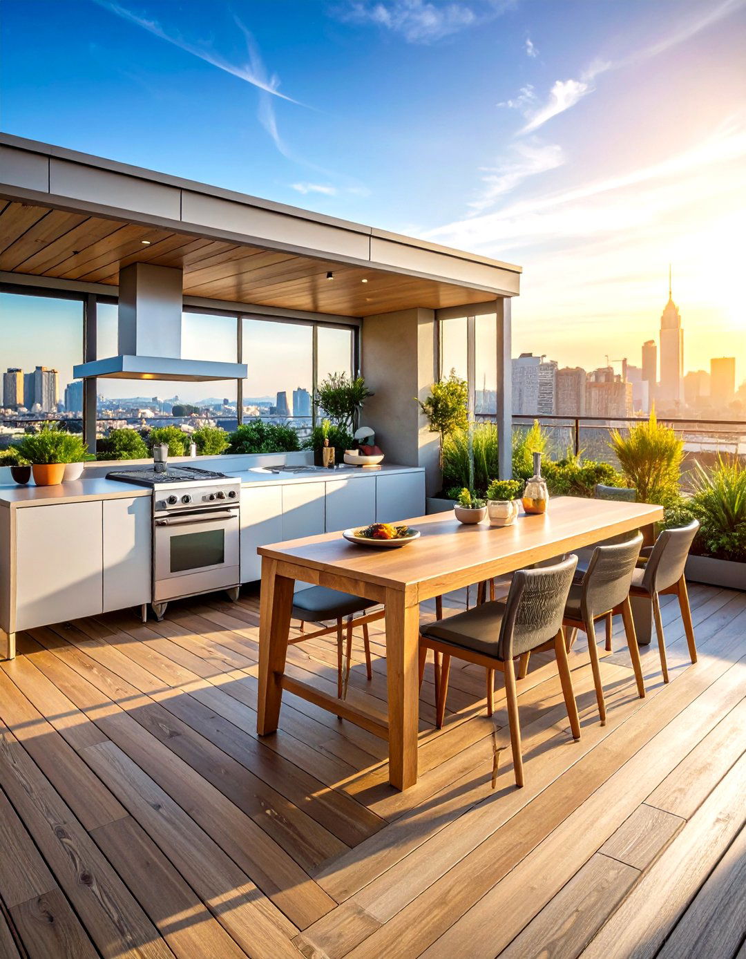 Rooftop Urban Deck Kitchen - 24 Outdoor Kitchen on Deck