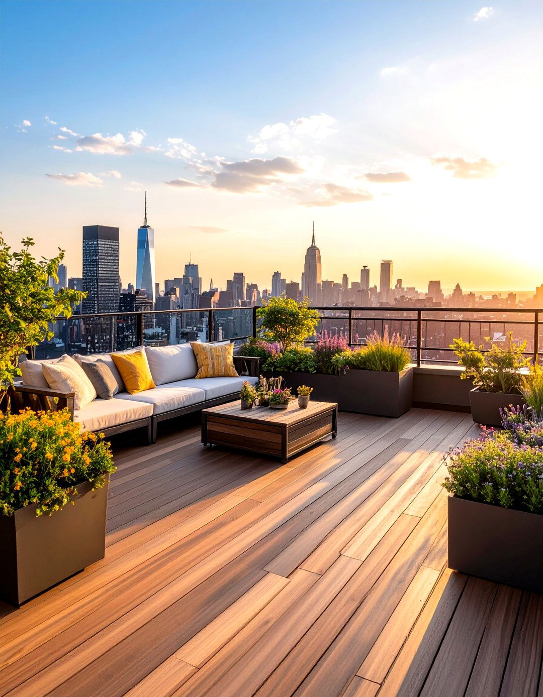 Rooftop Urban Deck Oasis - 24 Wood Deck Ideas