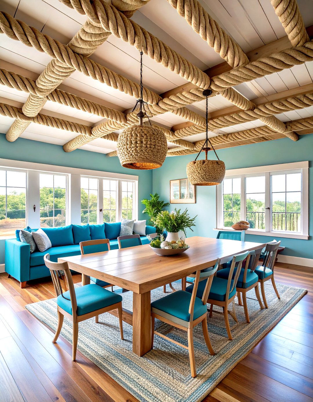 Rope Wrapped Ceiling Beams - 24 Decorative Ceiling Beam Ideas