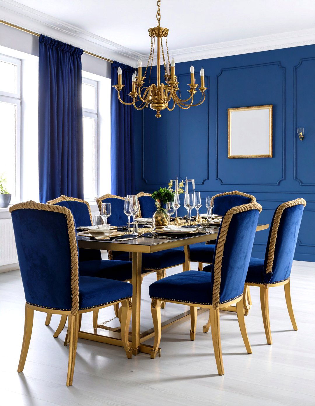 Rope and Brass Dining Room Elegance - 24 Nautical Decor Ideas