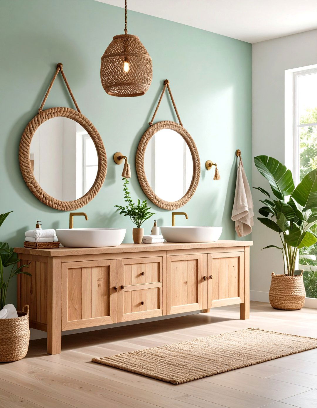 Rope and Wood Accented Vanity Area - 24 Nautical Bathroom Ideas