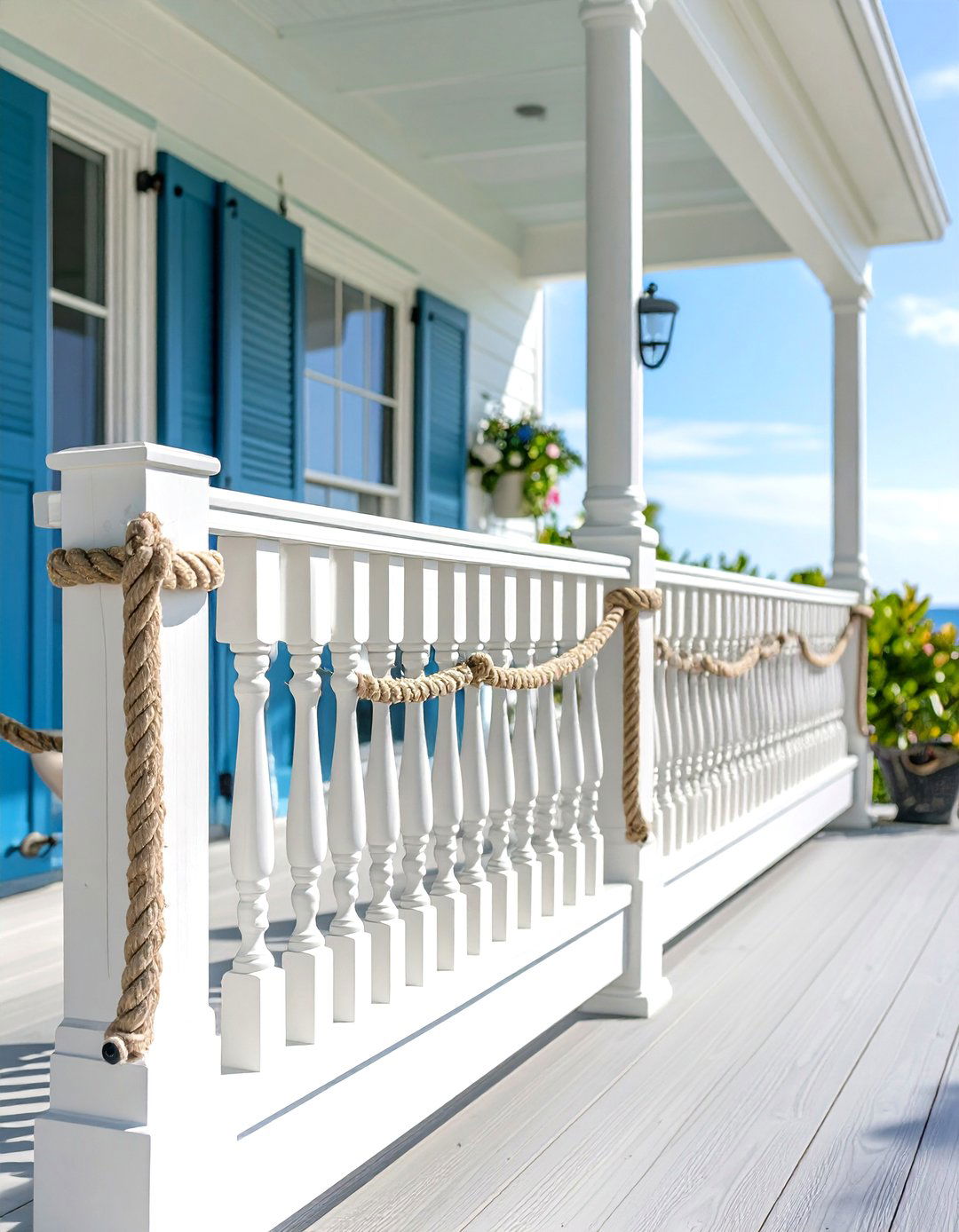 Rope and Wood Nautical Themes - 24 Front Porch Railing Ideas