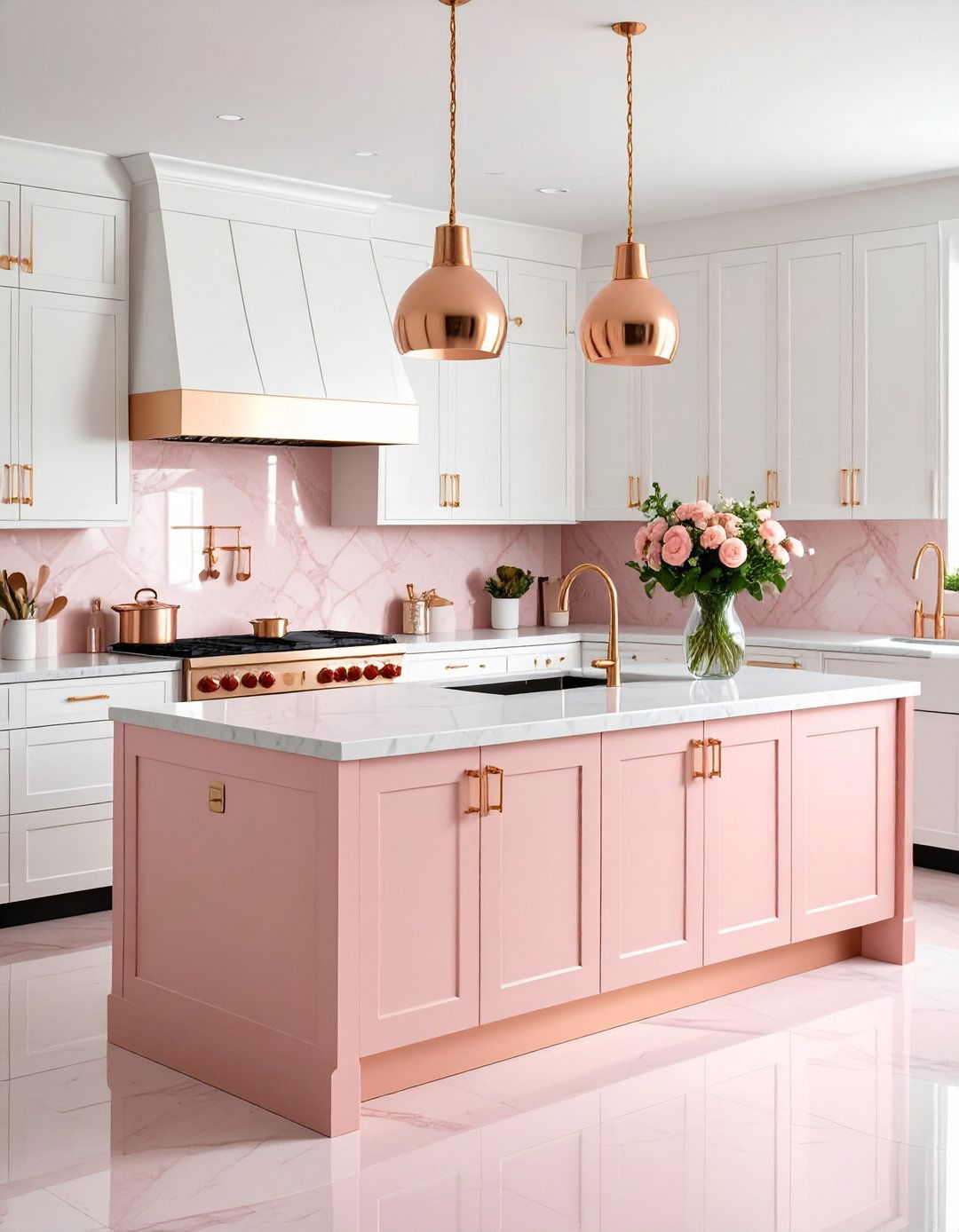 Rose Gold Accent Kitchen - 24 Pink Kitchen Ideas