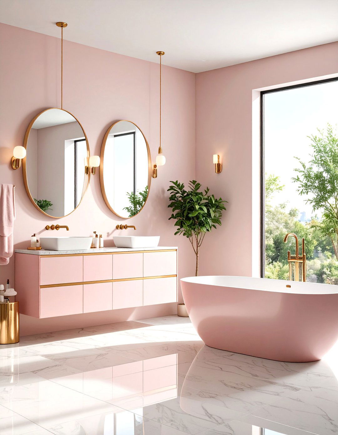 Rose Gold Pink Metallic Theme - 24 Pink Bathroom Ideas