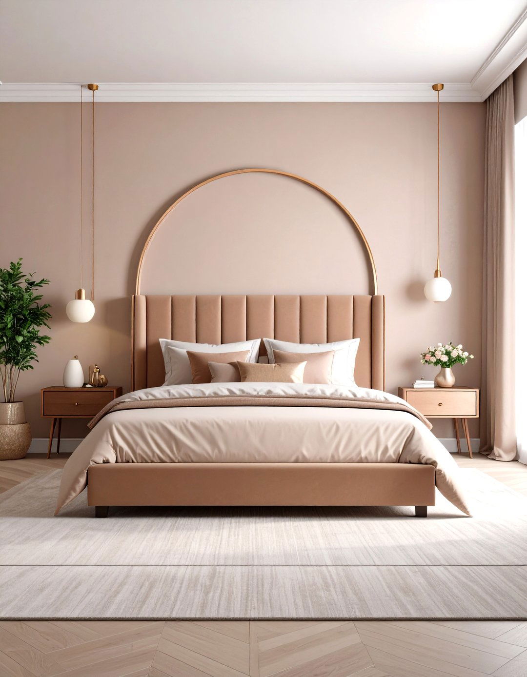 Rose Gold and Beige Neutral Bedroom - 24 Rose Gold Bedroom Ideas