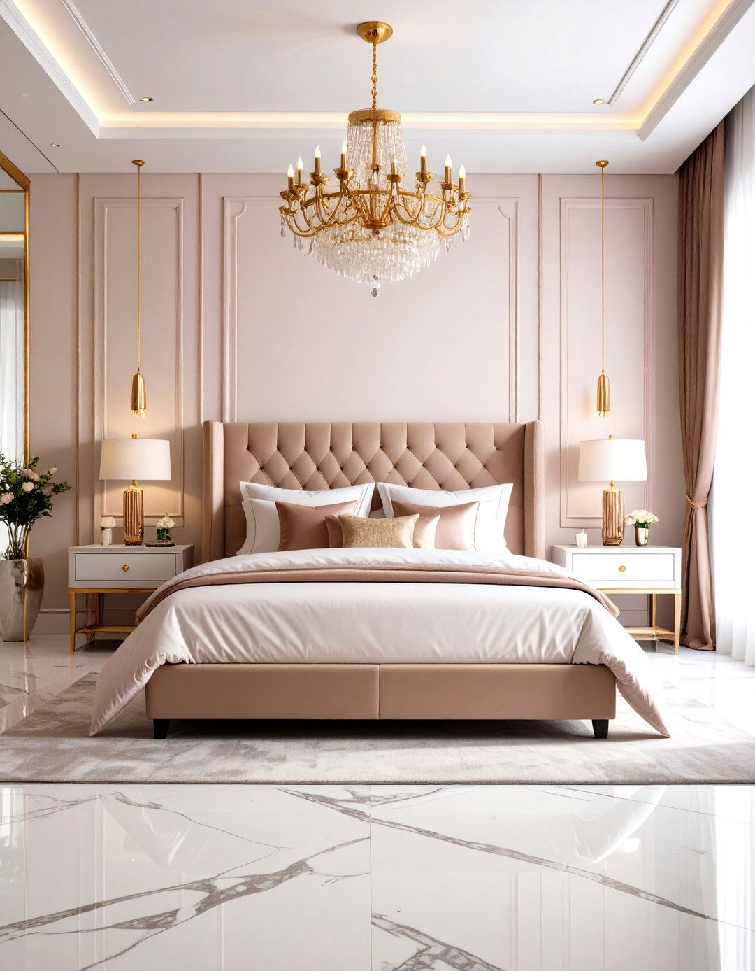 Rose Gold and Marble Luxury Bedroom - 24 Rose Gold Bedroom Ideas