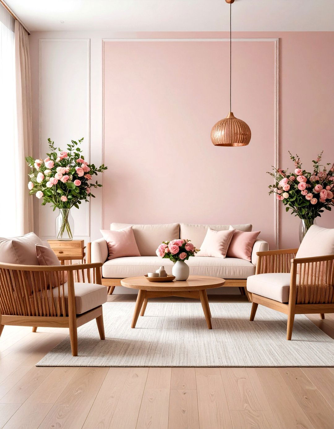 Rose Quartz Accent Wall - 24 Pastel Room Ideas