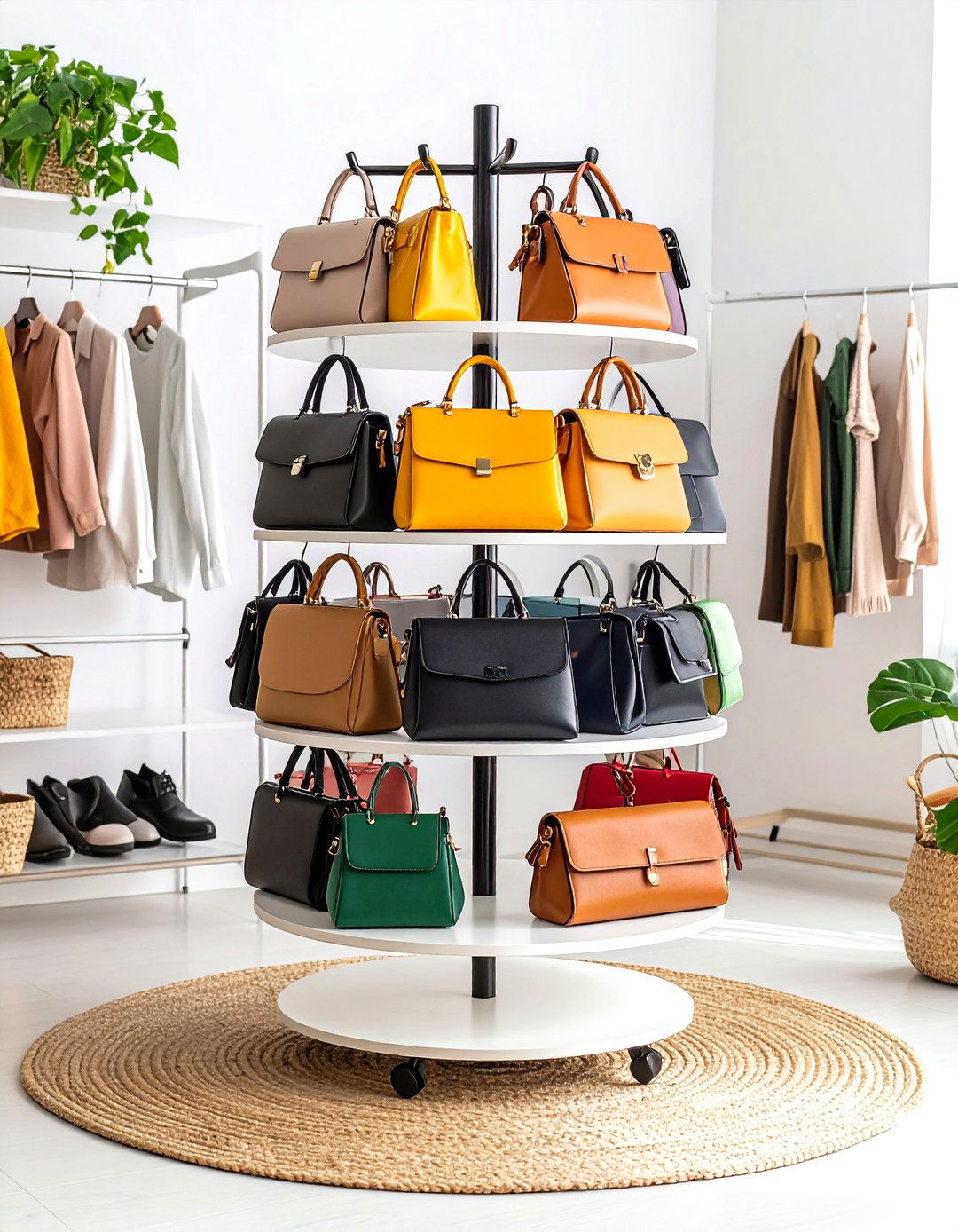 Rotating Carousel Organizer for Easy Access - 24 Purse Storage Ideas
