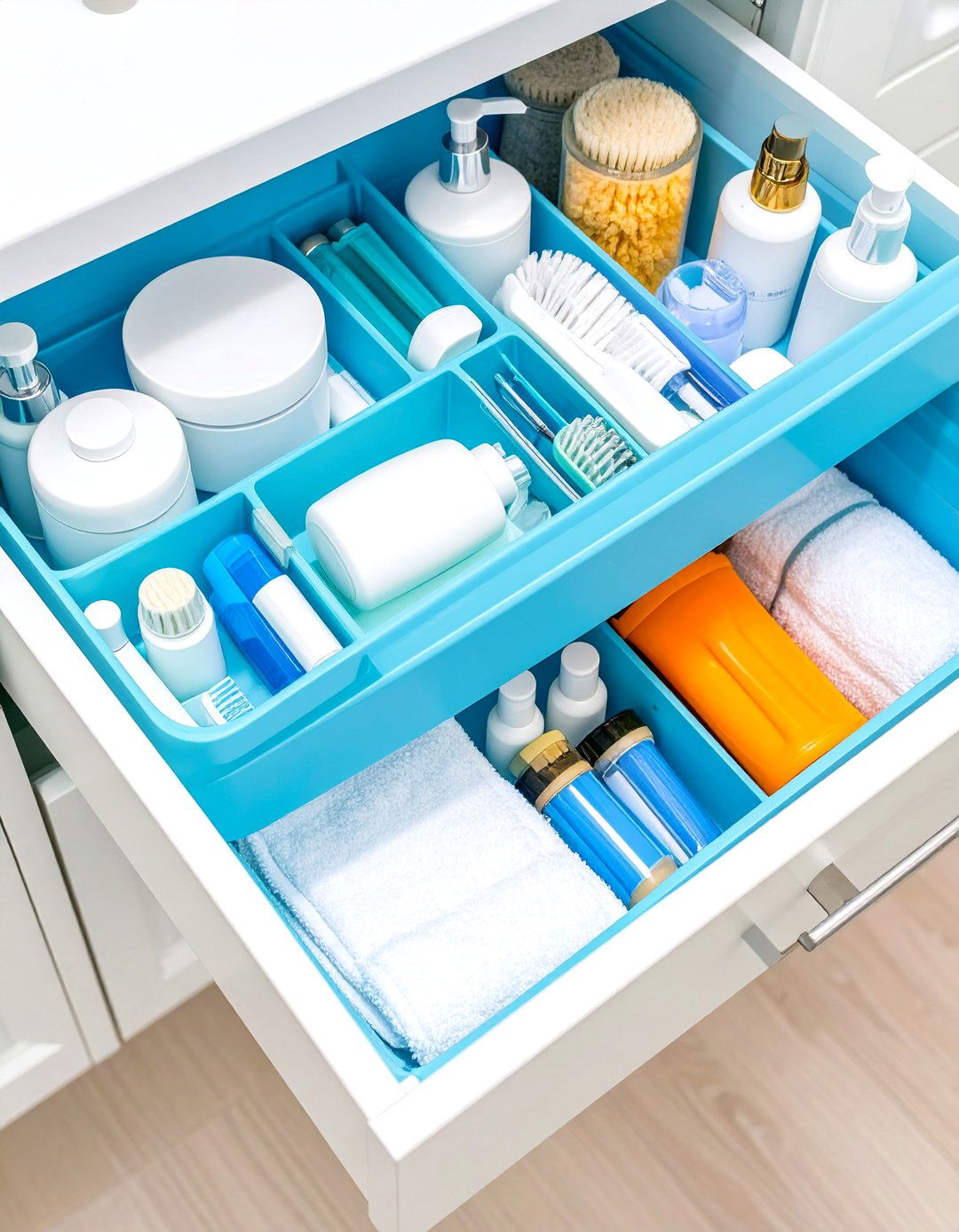 Rotating Lazy Susan Multi Tier Access System - 24 Bathroom Drawer Organization Ideas