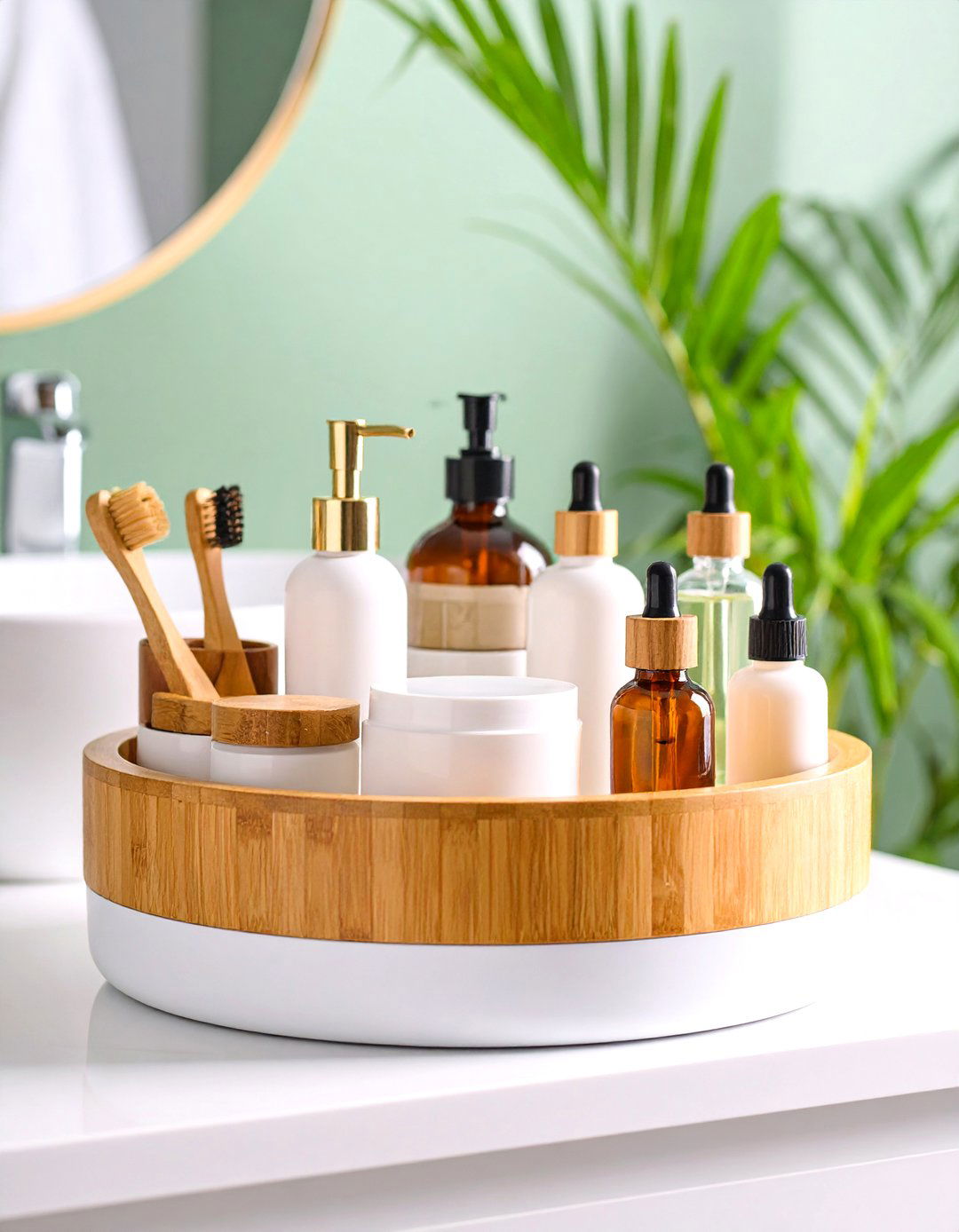 Rotating Turntable Organization - 24 Bathroom Counter Organization Ideas