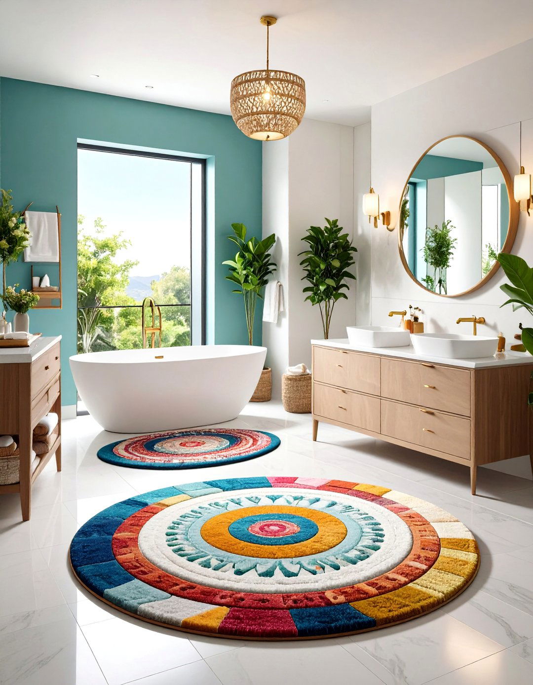 Round Accent Bathroom Rugs - 24 Bathroom Rug Ideas