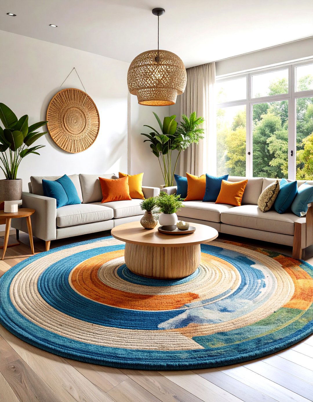 Round Rugs for Square Room Harmony - 24 Living Room Rug Ideas