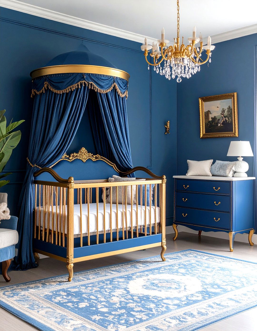 Royal Blue Princess Regency Nursery - 24 Princess Nursery Ideas