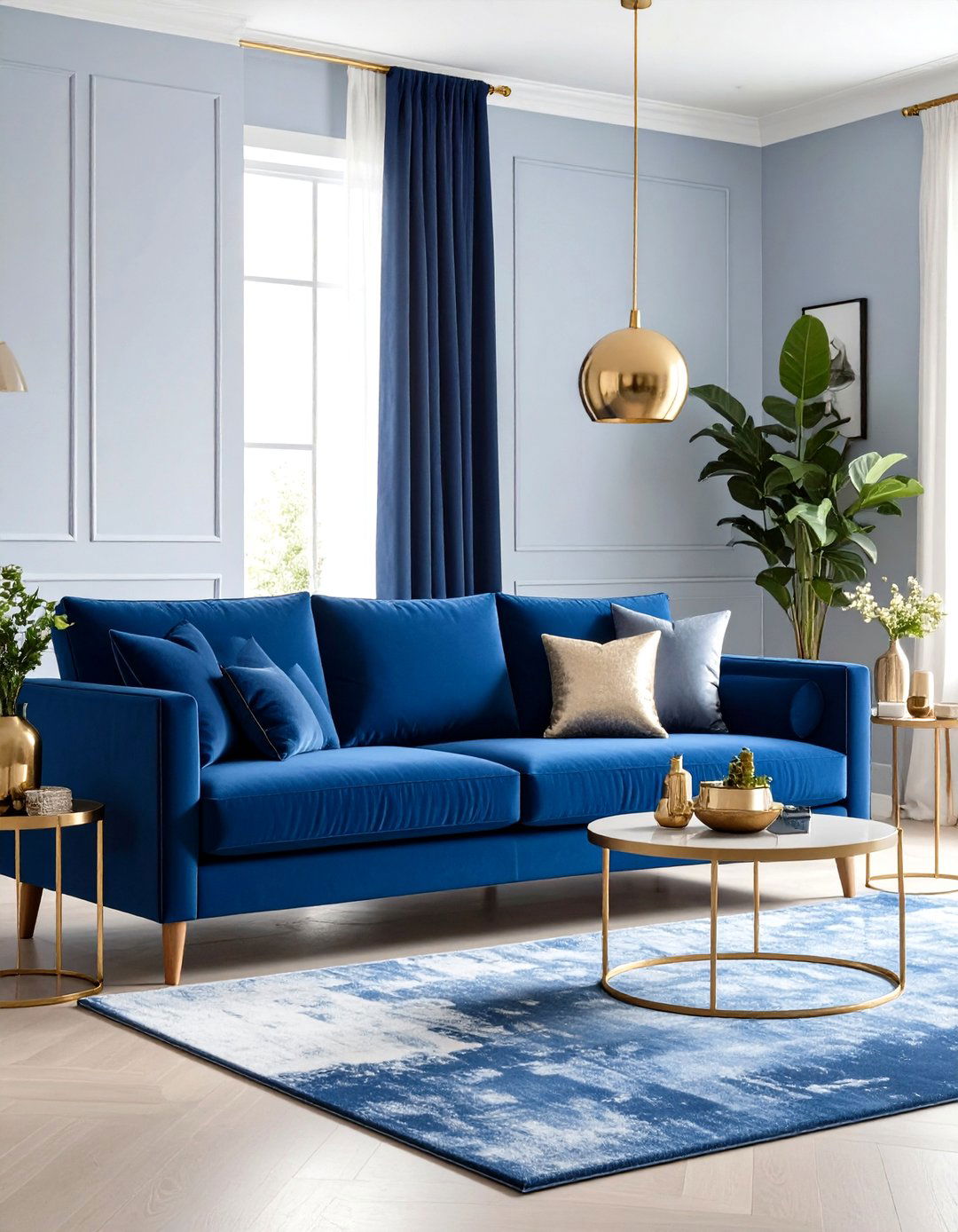 Royal Blue Statement Sofa Modern Luxury - 24 Blue Couch Living Room Ideas