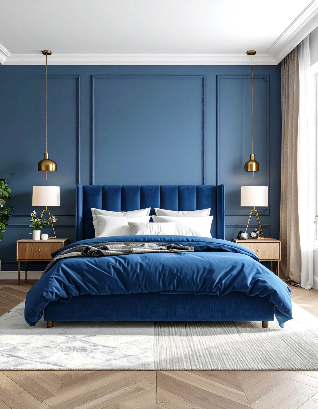 Royal Blue Transitional Bedroom - 24 Royal Blue Bedroom Ideas