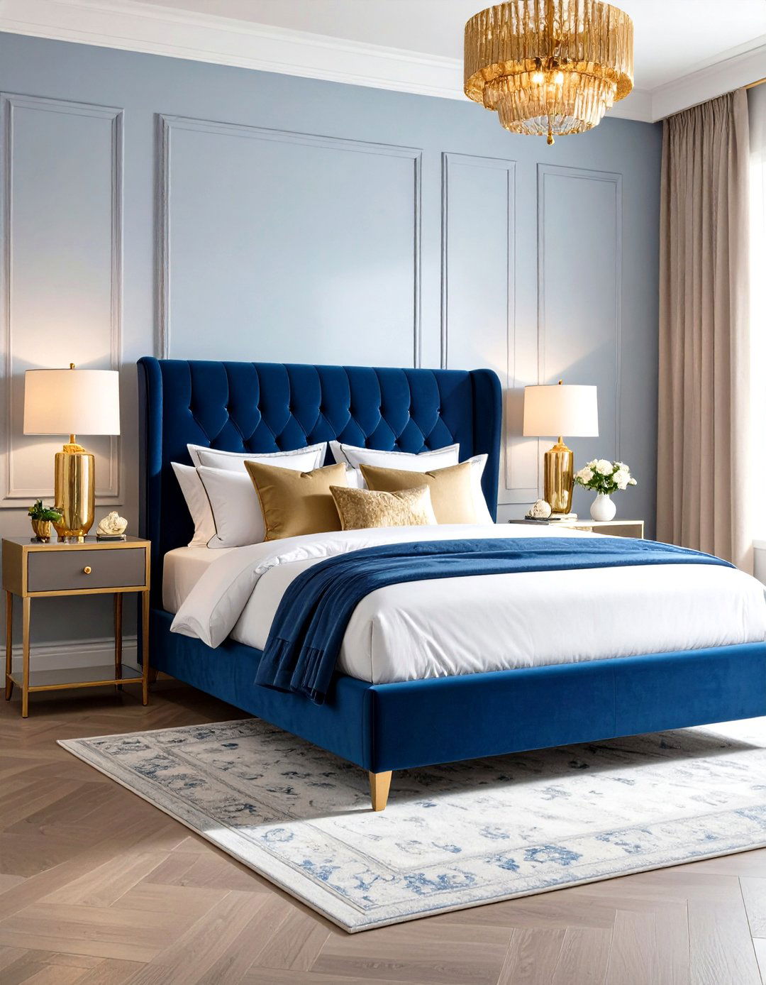 Royal Blue Velvet Headboard Bedroom - 24 Royal Blue Bedroom Ideas