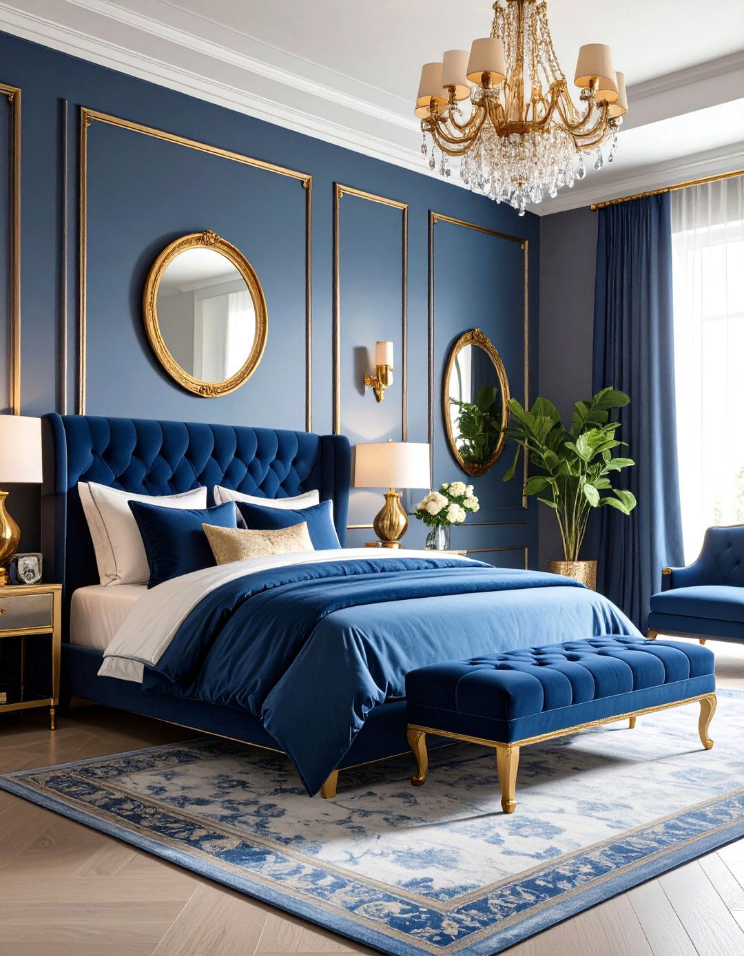 Royal Blue and Gold Glam Bedroom - 24 Royal Blue Bedroom Ideas