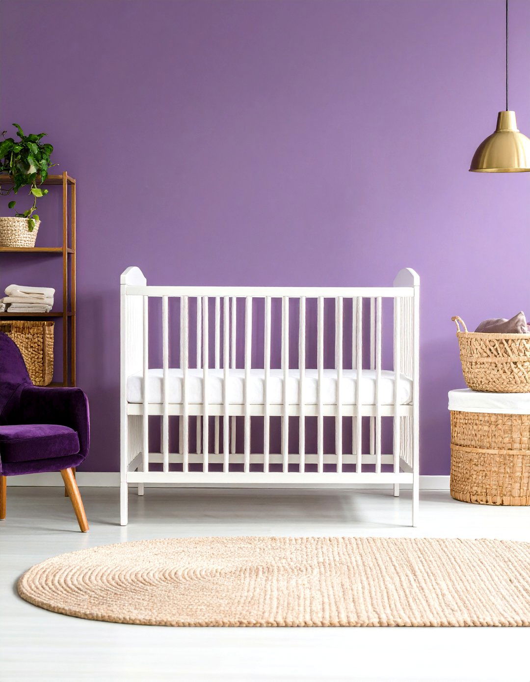 Royal Purple Accent Wall Nursery - 24 Purple Nursery Ideas