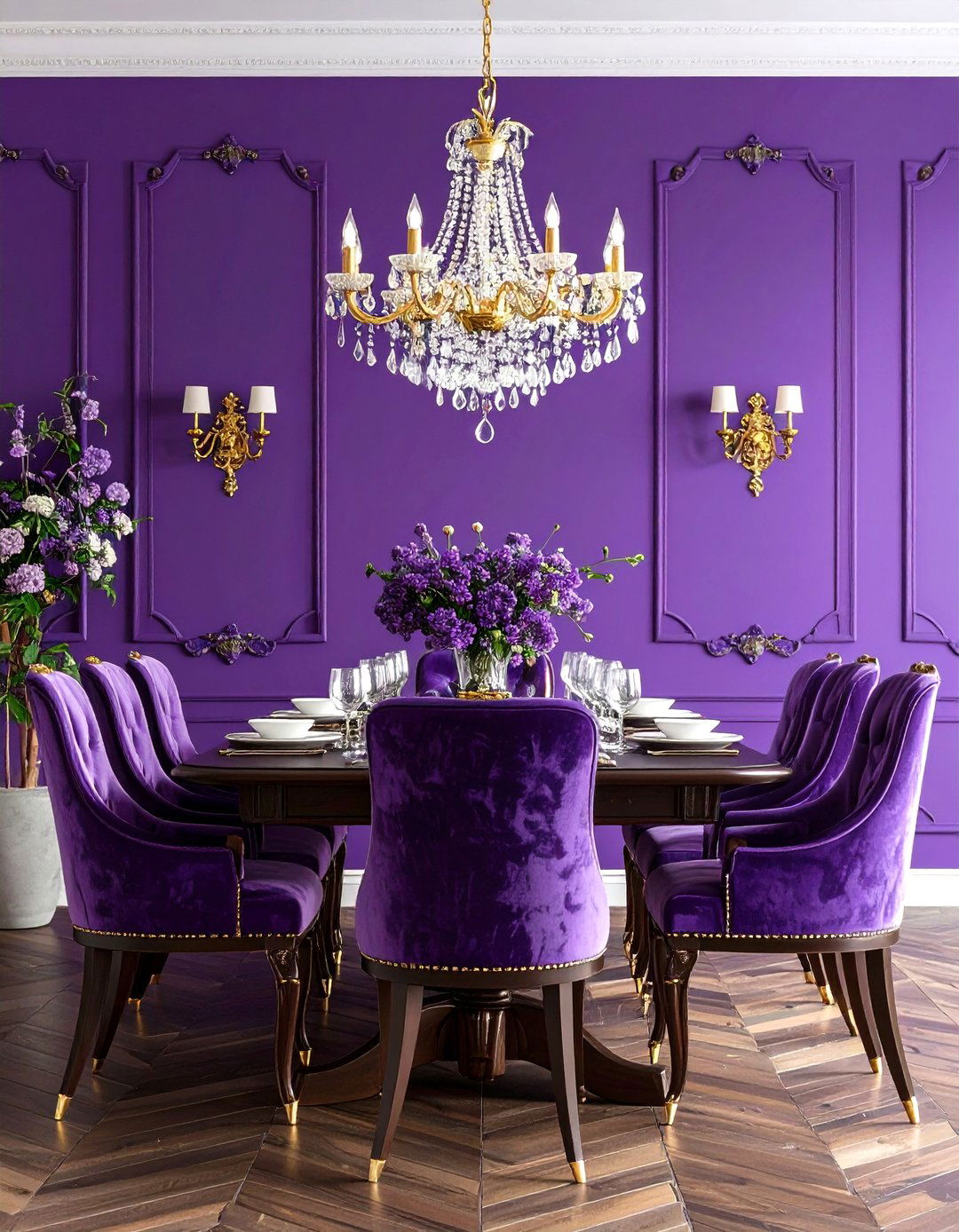 Royal Purple Formal Dining Room with Elegant Details - 24 Ways to Decorate With Jewel Tones