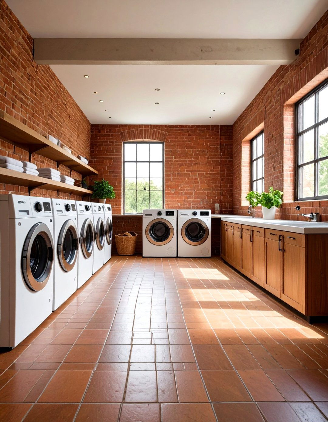 Running Bond Brick Pattern - 24 Brick Floor Laundry Room Ideas