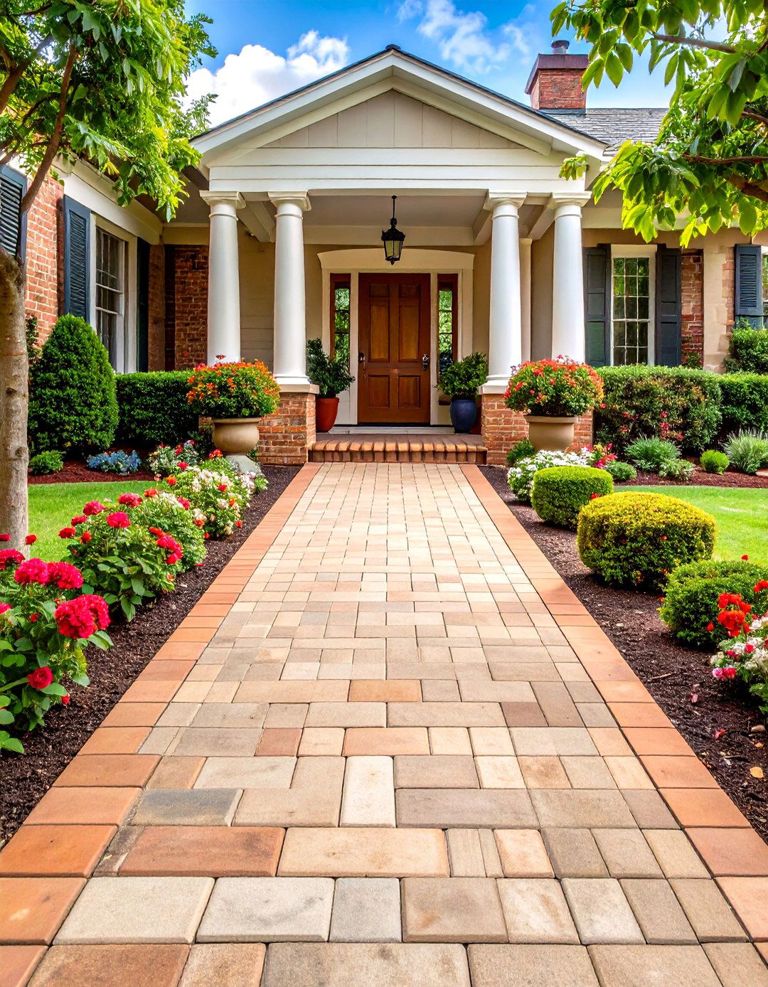 Running Bond Classic Walkway - 24 Concrete Paver Walkway Ideas