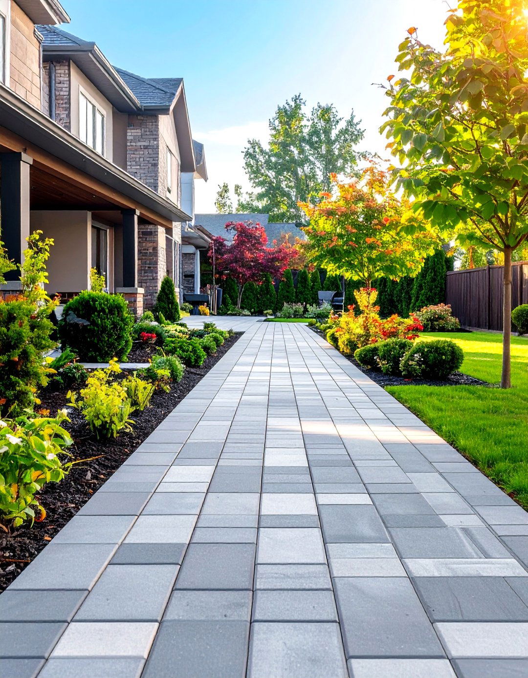 Running Bond Grey Brick Style Pavers - 24 Grey Paver Walkway Ideas