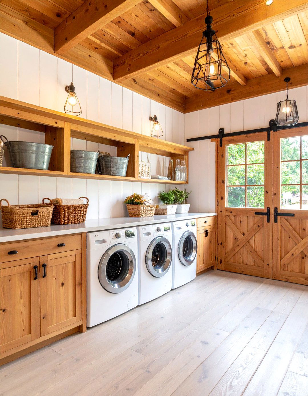 Rustic Barn Door Laundry Room - 24 Farmhouse Laundry Room Ideas
