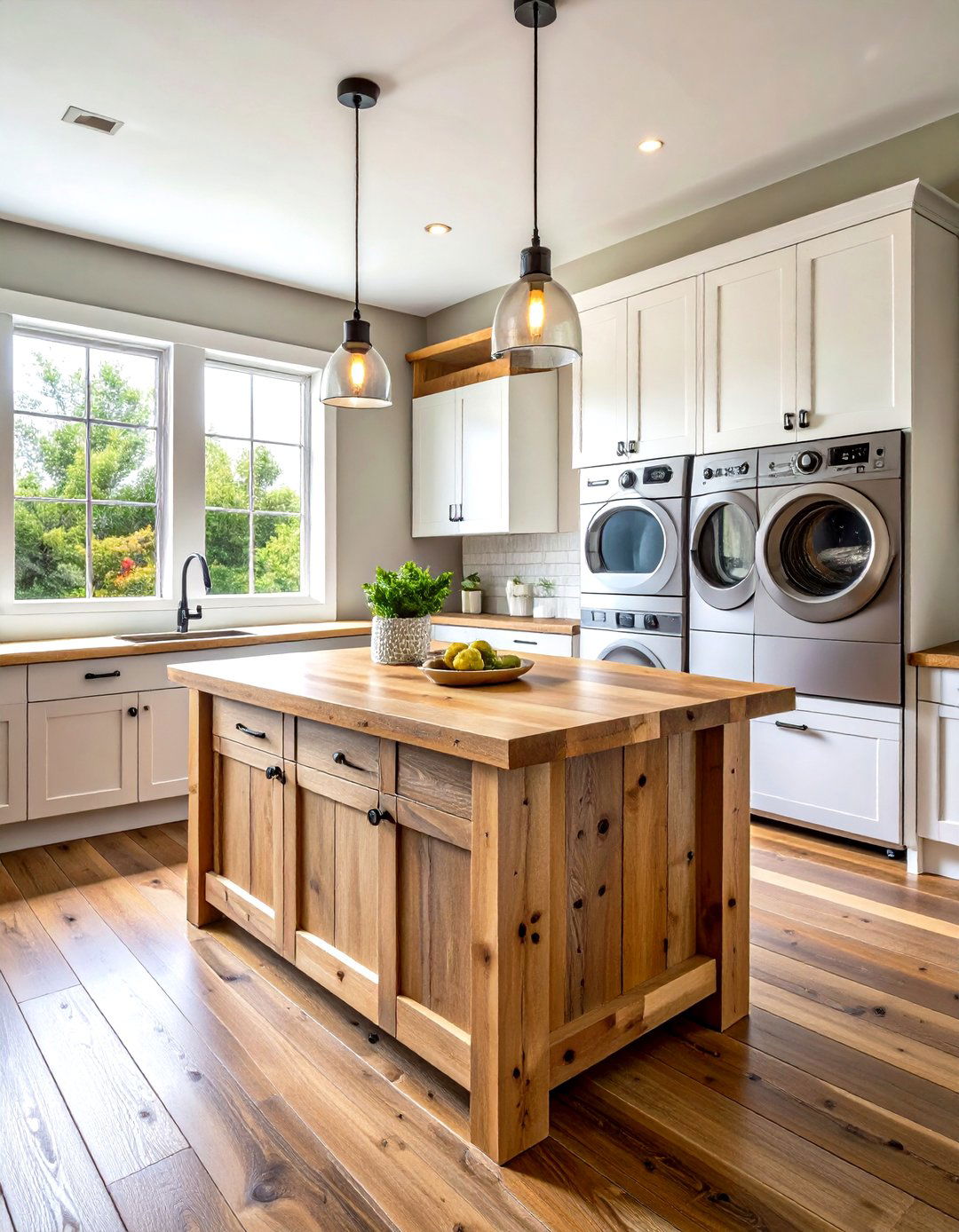 Rustic Barn Wood Countertop Theme - 24 Vintage Laundry Room Decor Ideas