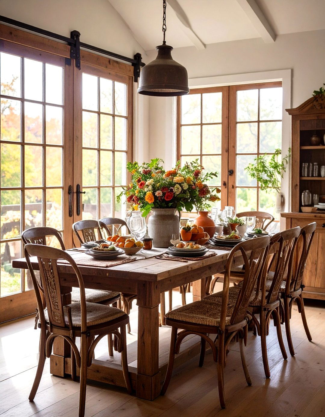 Rustic Barn Wood Dining Room Hutch with Iron Accents - 24 Dining Room Hutch Ideas