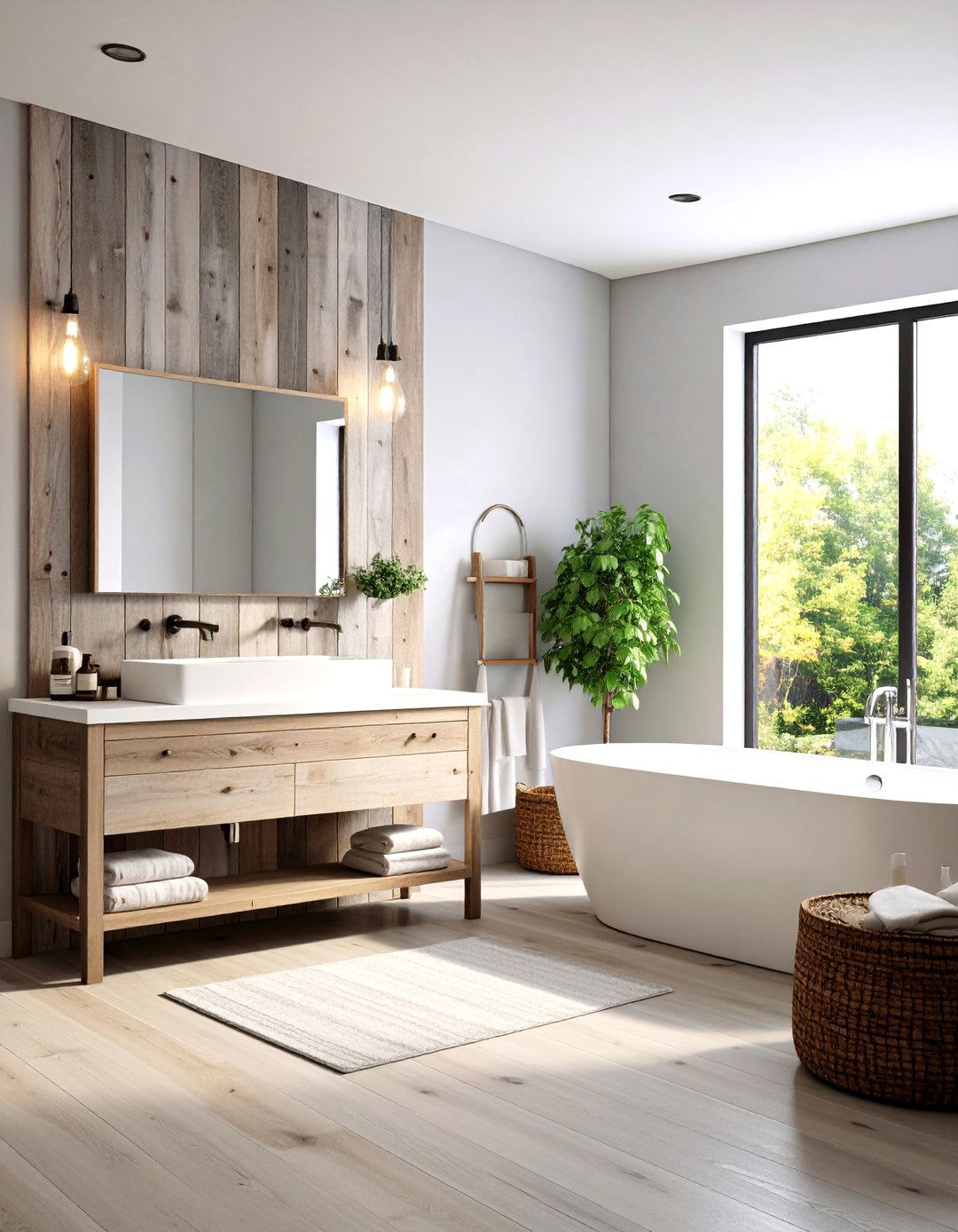 Rustic Barnwood Style Panels - 24 Bathroom Wall Paneling Ideas