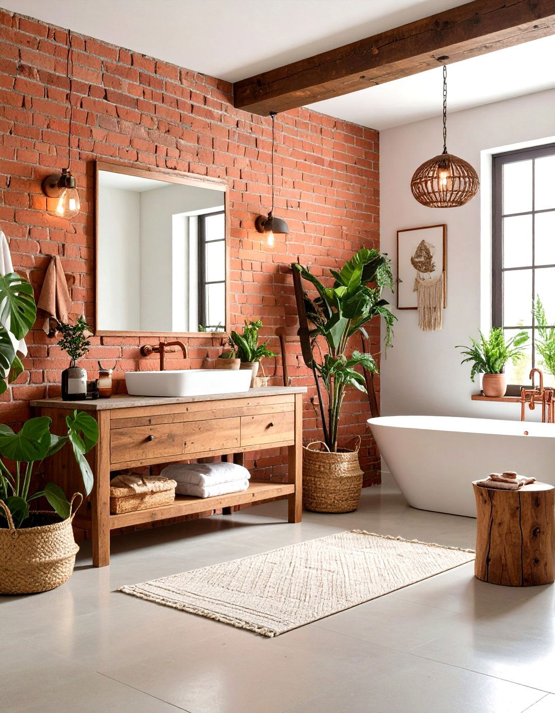 Rustic Bathroom Design - 24 Brick Wallpaper Ideas