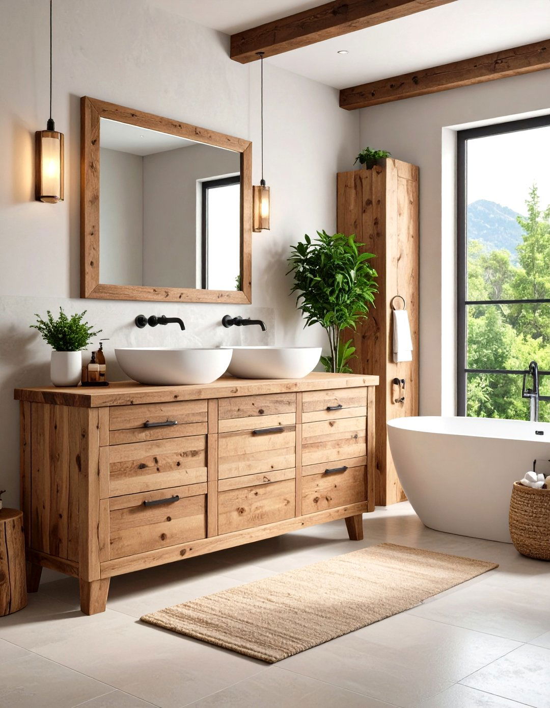 Rustic Bathroom Vanities - 24 Wooden Interior Design Ideas