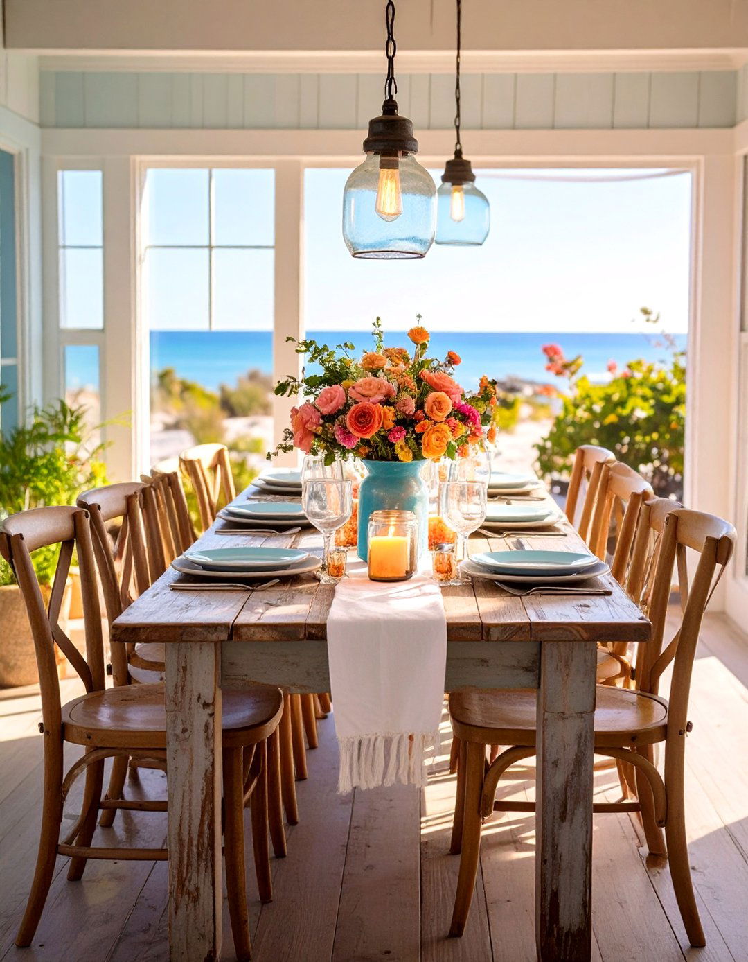 Rustic Beach House Dining - 24 Coastal Dining Room Ideas