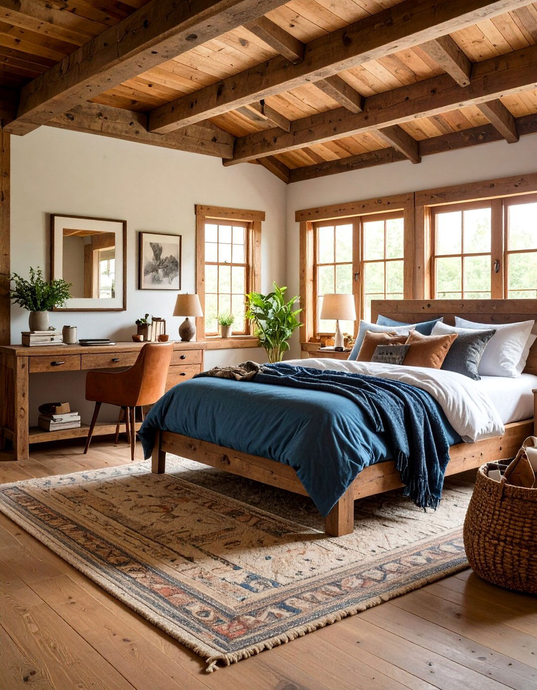 Rustic Bedroom Office with Reclaimed Wood Elements - 24 Bedroom Office Ideas