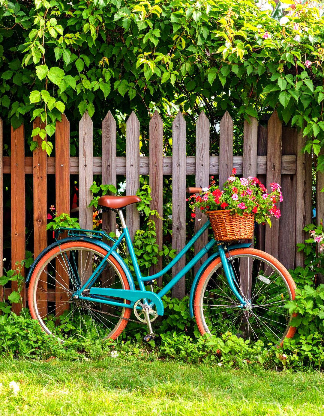 Rustic Bicycle Fence Integration - 24 Old Bicycle Garden Ideas