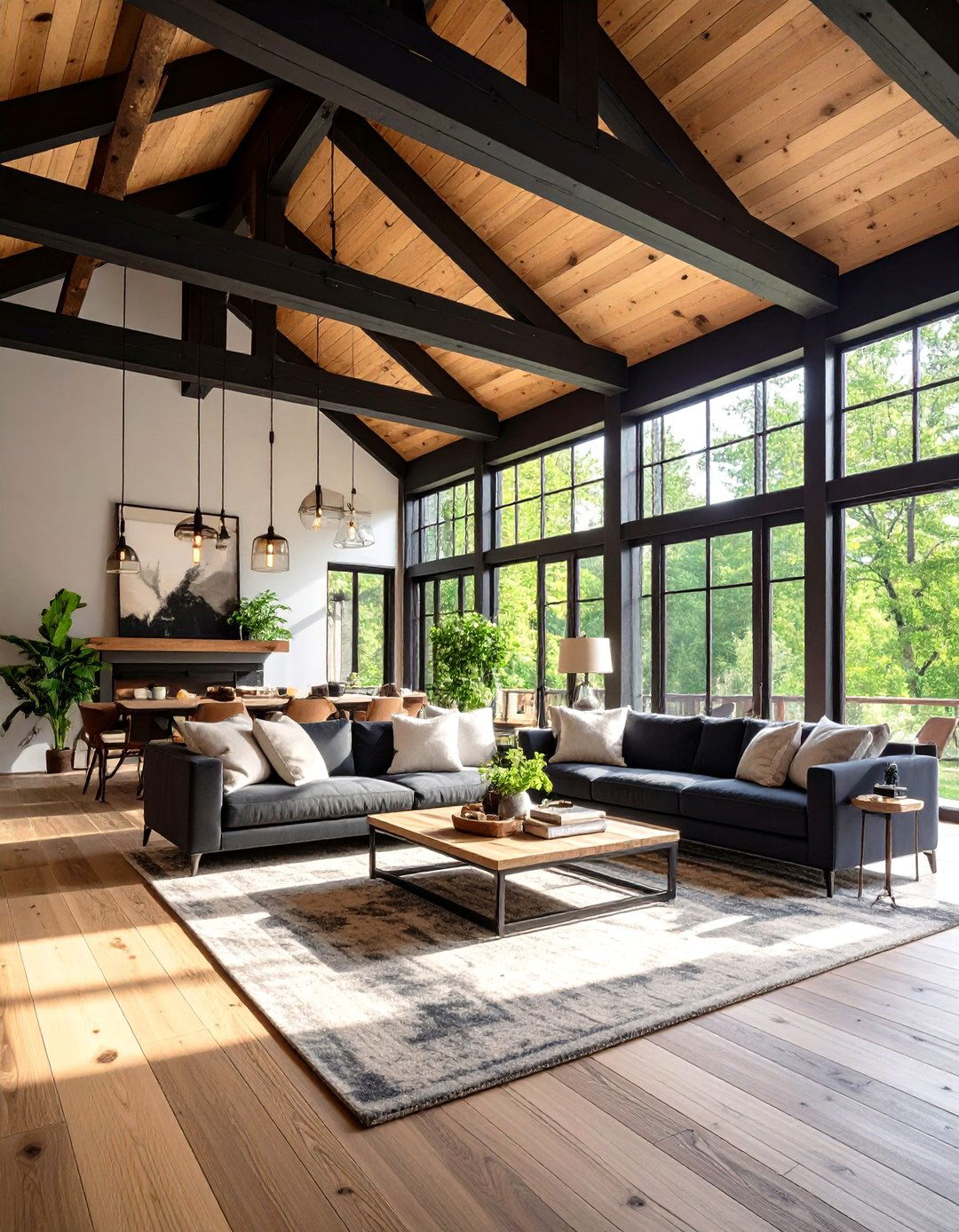 Rustic Black Beam Ceiling Style - 24 Black Ceiling Design Ideas