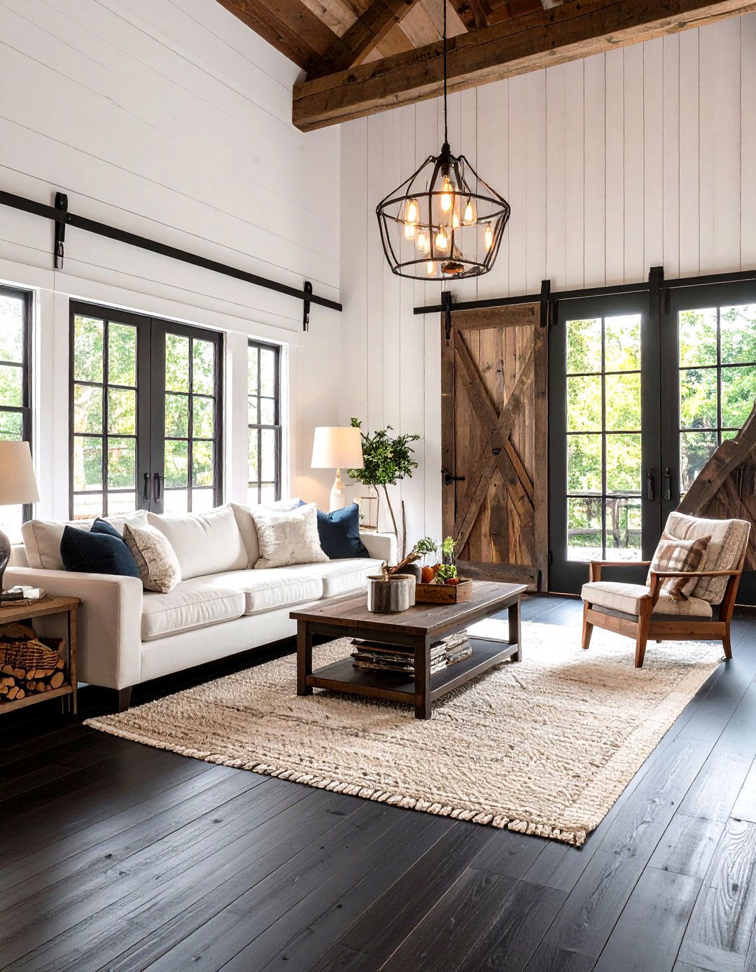 Rustic Black Wood Farmhouse Style - 24 Black Floor Living Room Ideas