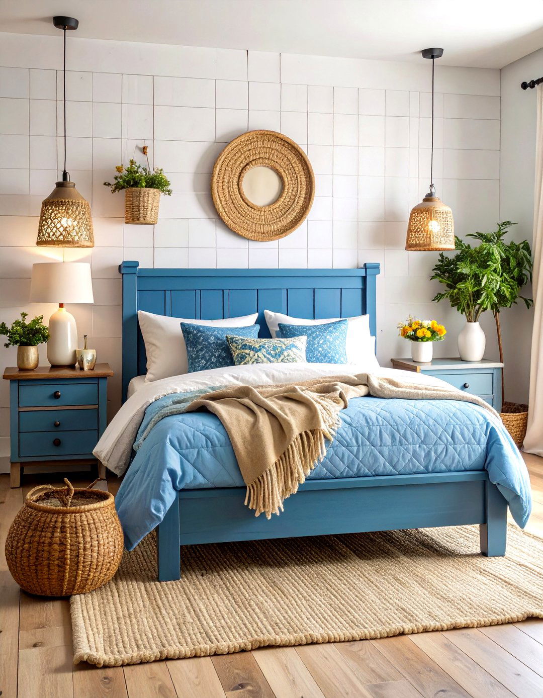 Rustic Blue Beige Farmhouse Bedroom - 24 blue and beige bedroom ideas