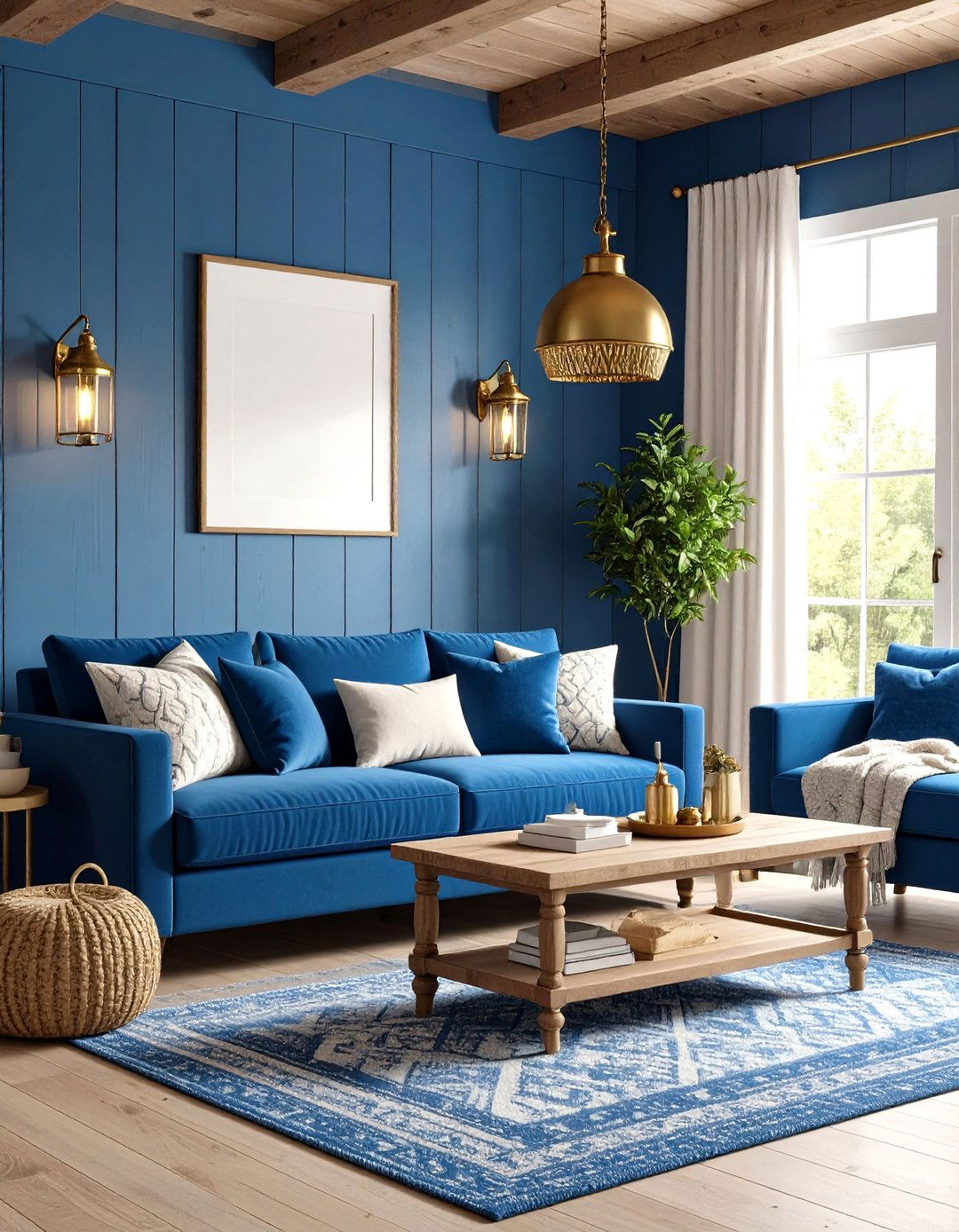 Rustic Blue and Gold Cabin Style - 24 Blue and Gold Living Room Ideas
