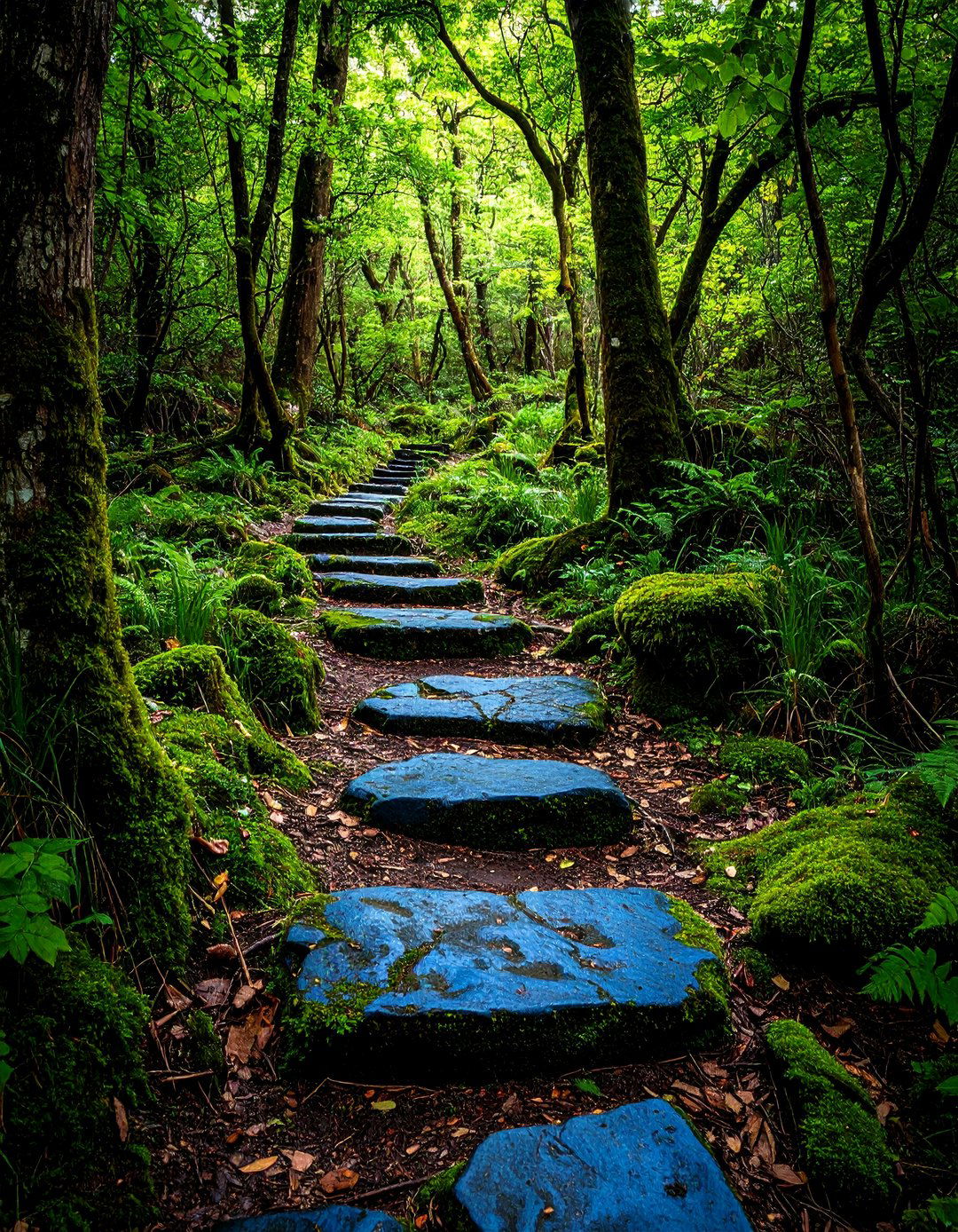 Rustic Bluestone Trail Through Woodland Settings - 24 Bluestone Walkway Ideas