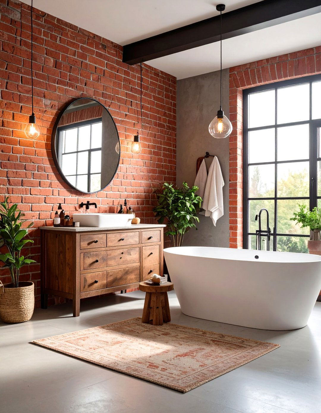 Rustic Brick Bathroom Accent Wall - 24 Bathroom Accent Wall Ideas