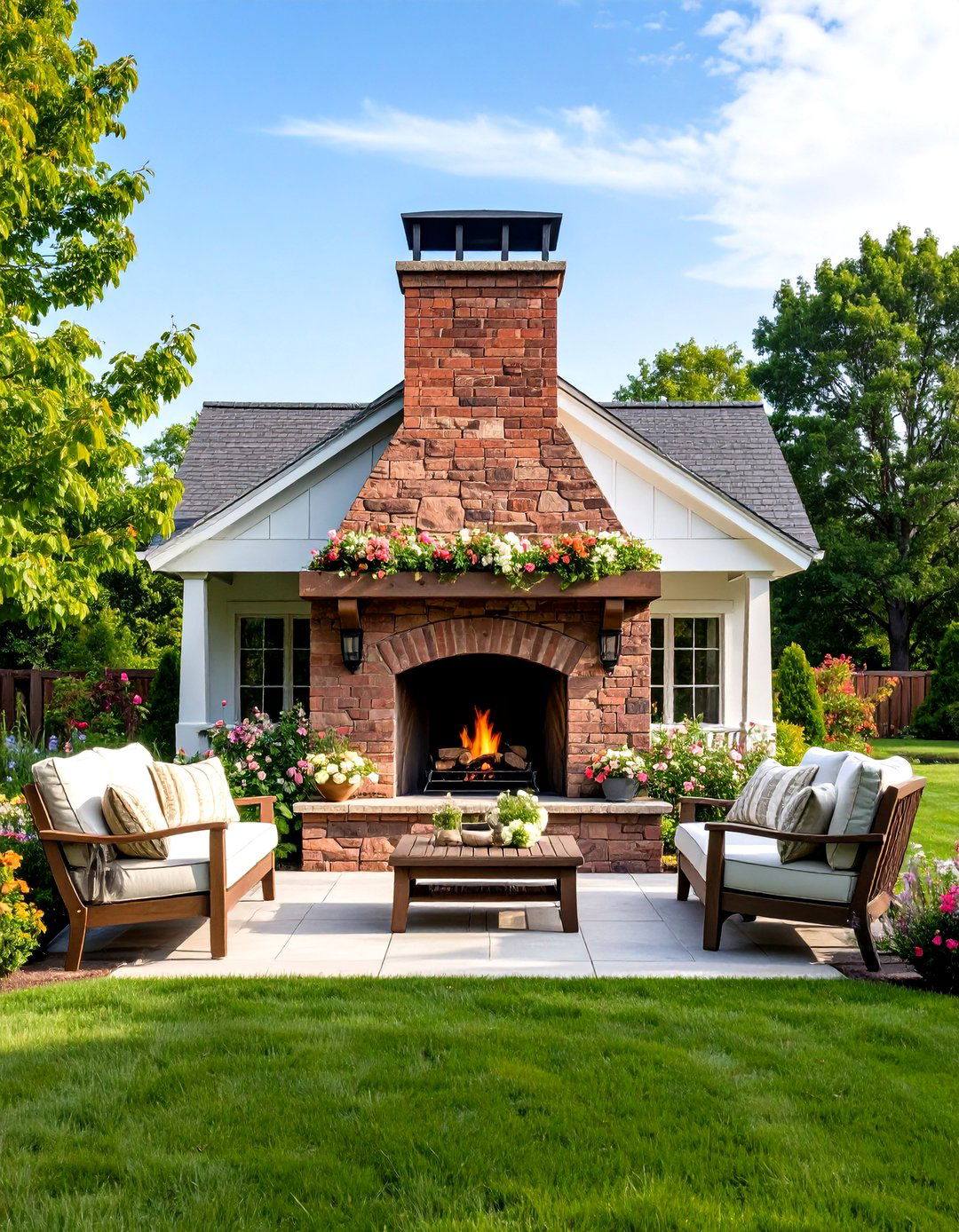 Rustic Brick Outdoor Fireplace Construction - 24 Outdoor Fireplace Ideas