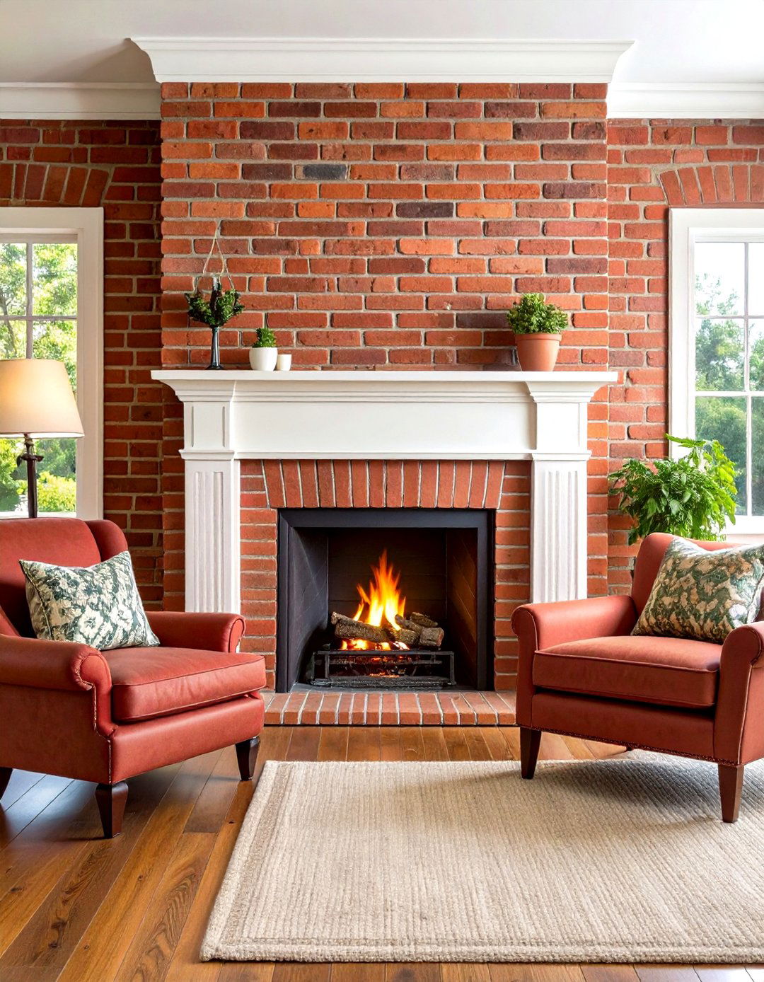 Rustic Brick Veneer Traditional Fireplace Treatment - 24 Fireplace Backsplash Ideas