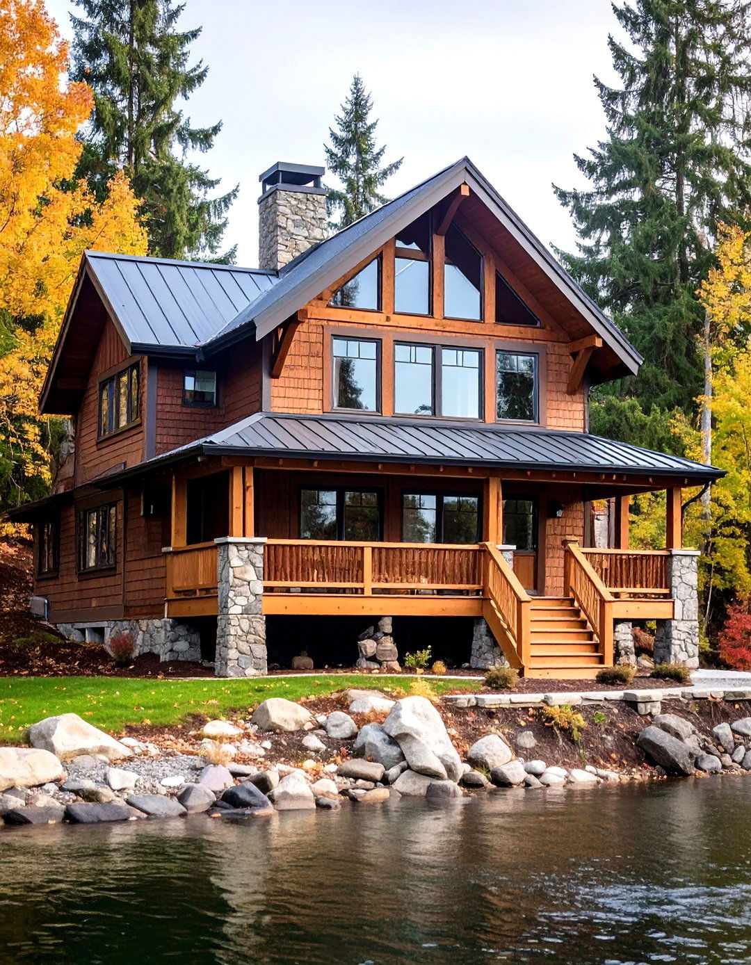 Rustic Brown Connection - 24 Lake House Exterior Colors Ideas