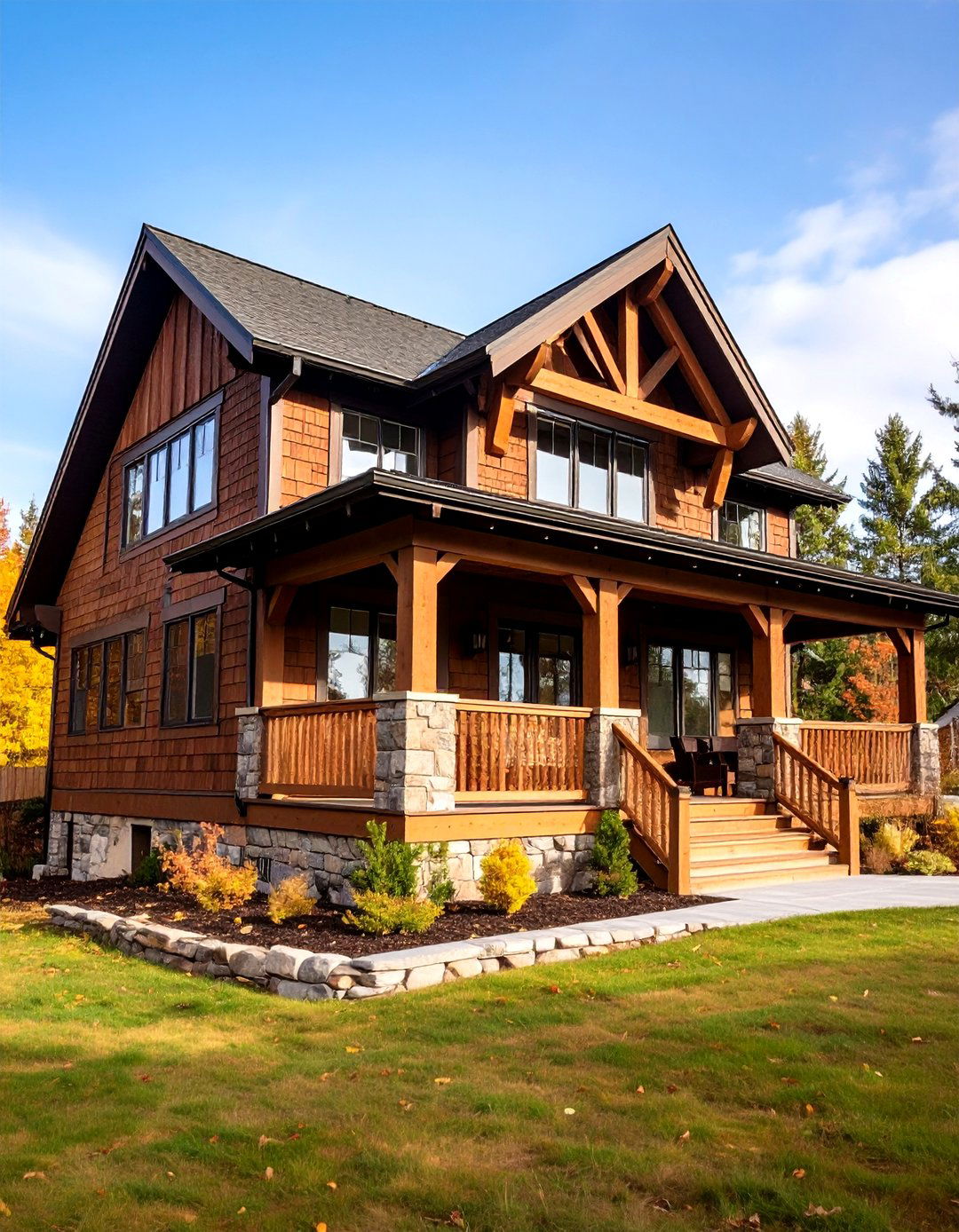Rustic Brown and Tan Country Style - 24 Two-tone Siding Designs