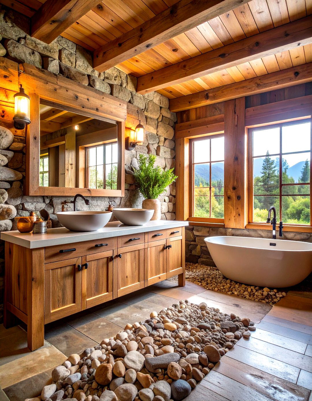 Rustic Cabin Bathroom Escape - 24 Natural Bathroom Ideas