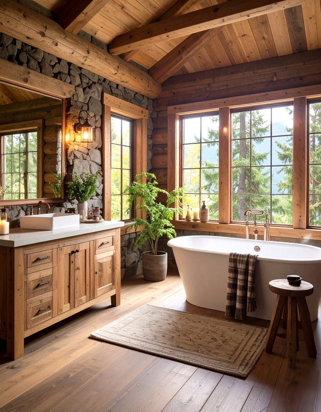 Rustic Cabin Bathroom - 24 Aesthetic Bathroom Ideas