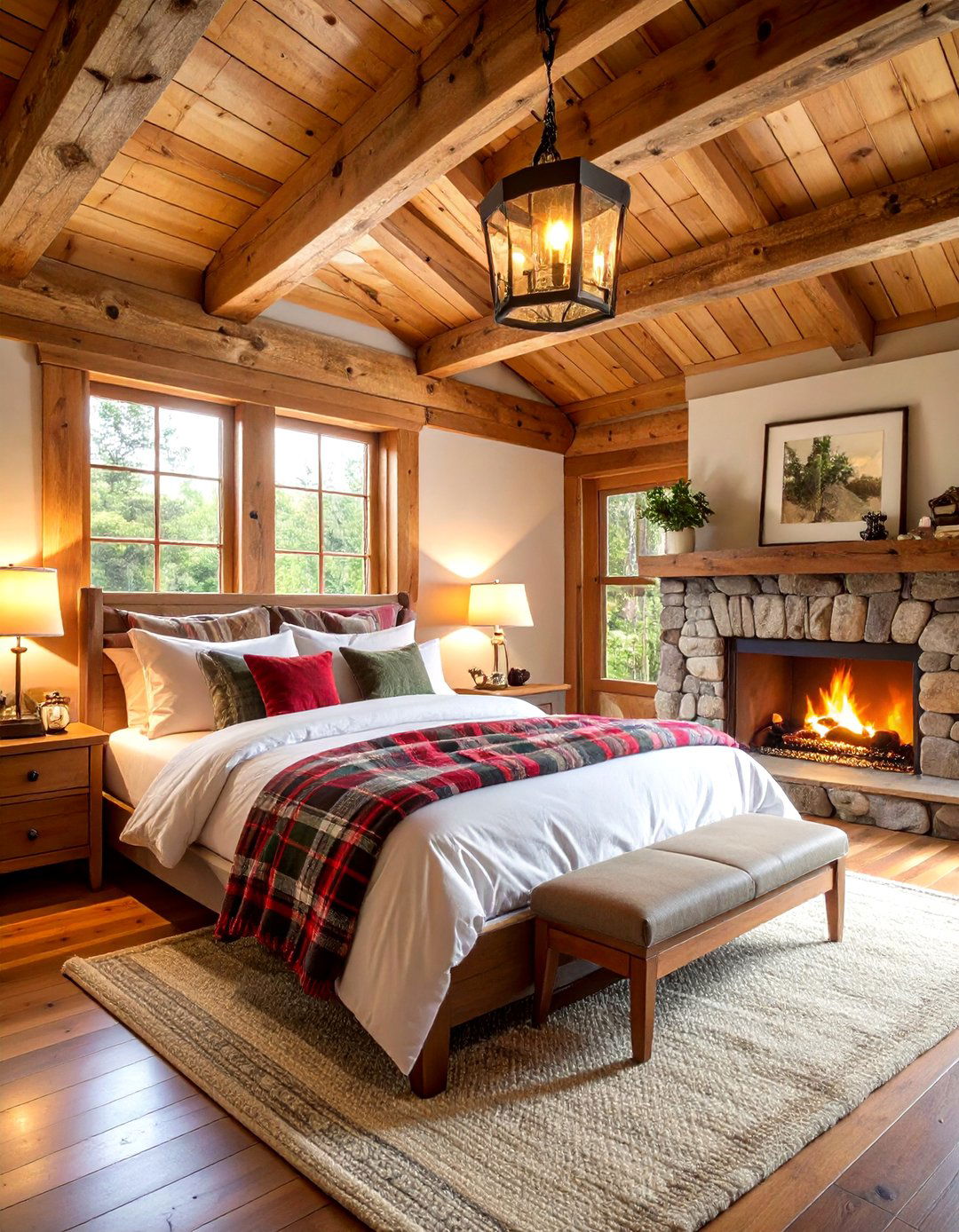 Rustic Cabin Bedroom with Exposed Wood Beams - 24 Cozy Bedroom Ideas