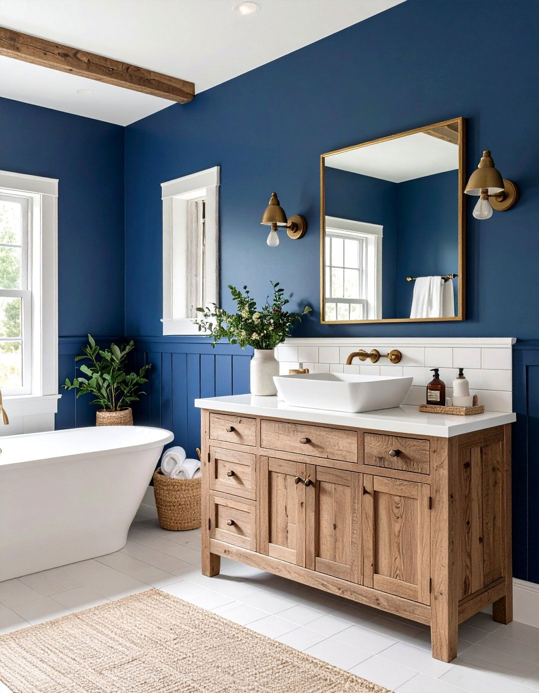Rustic Cabin Blue - 24 Blue and White Bathroom Ideas