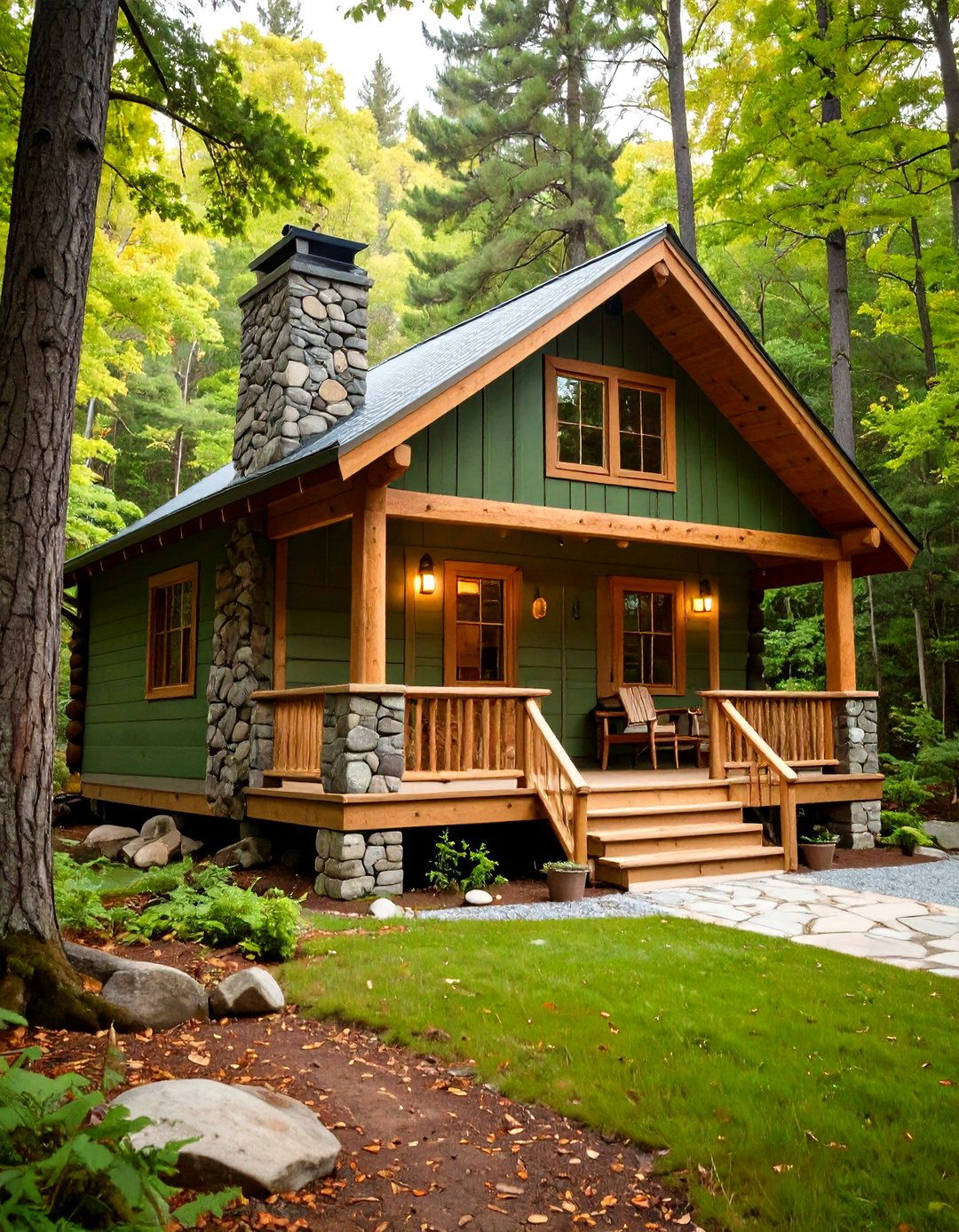 Rustic Cabin Olive Green Style - 24 Olive Green House Exterior Ideas